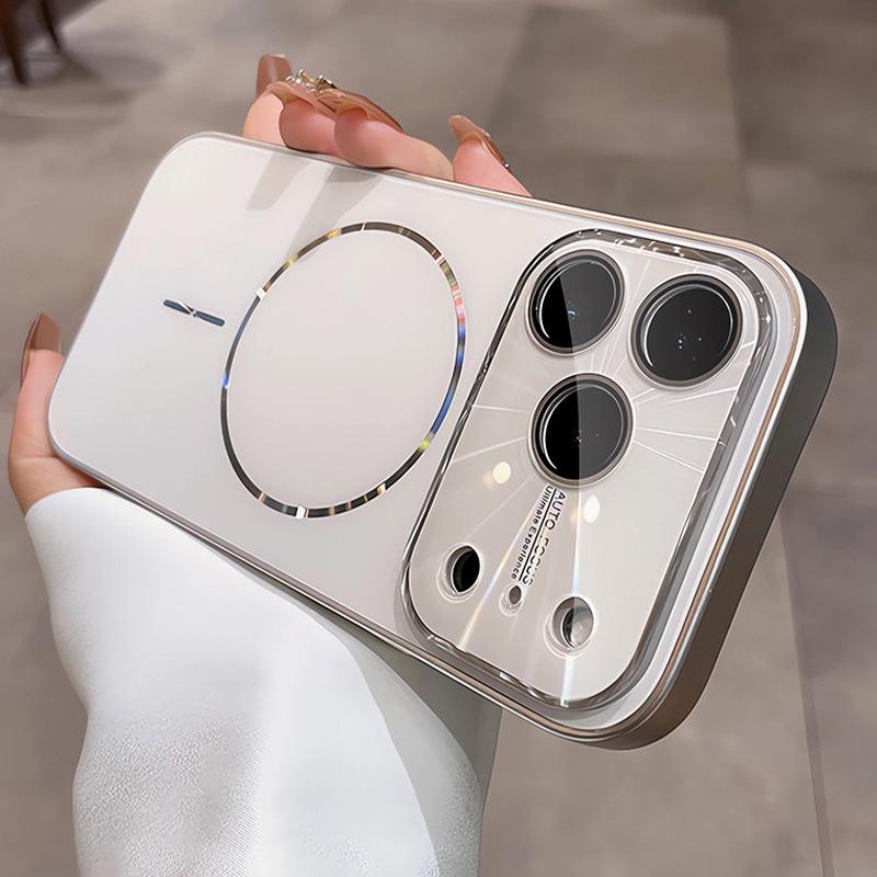 Apple 17 Pro Max Электрооцинкованный Магнитный Чехол с AG Матовым Защитным Стеклом на Весь Объектив для iPhone 16