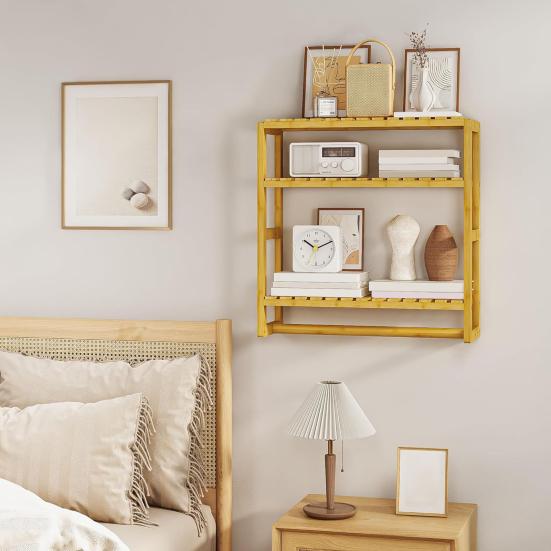 Настенная полка для хранения вещей, настенная, 3 яруса, большая вместимость, устойчивая конструкция, регулируемая высота ярусов, кухонная подставка для специй, книжная полка для хранения в ванной