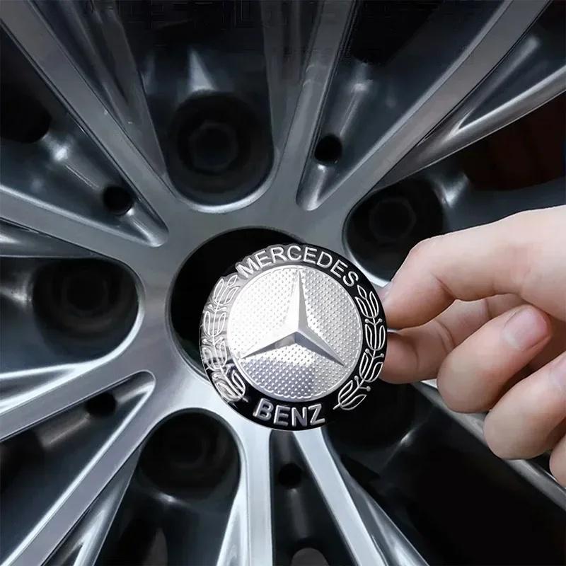 For Benz 4Pcs 56mm Car Wheel Center Hub Cap Stickers Decorative Accessories Exclusive AMG W124 W203 W204 SPRINTER V CLASS VIANO