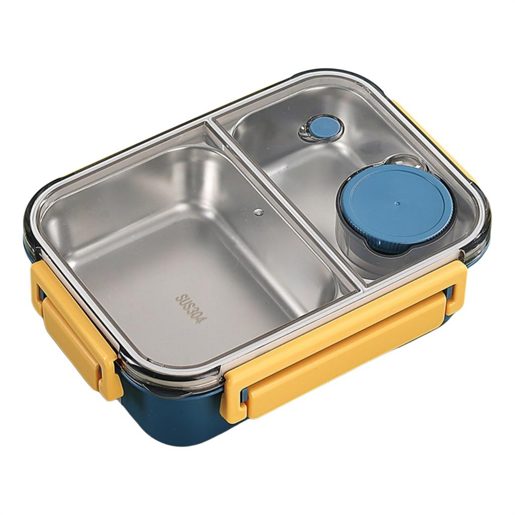 304 Stainless Steel Food Storage Container with Dividers Meal Box Portable Lunch Box for Office and Outdoor Use