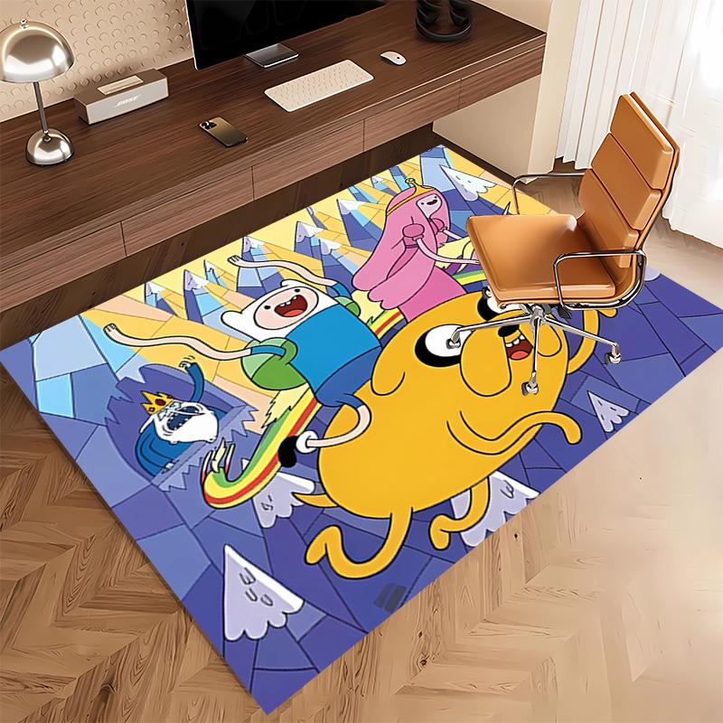 1pc Adventure Time Print Area Rug - Soft, Washable Non-Slip Indoor Mat, Living Room, Home Office Decorative Rug,Office Decorative