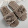 Fashion 2025 Winter Crystal Plush Slippers Women Light Non Slip Cotton Slippers Woman Indoor Faux Fur House Cotton Slides Female