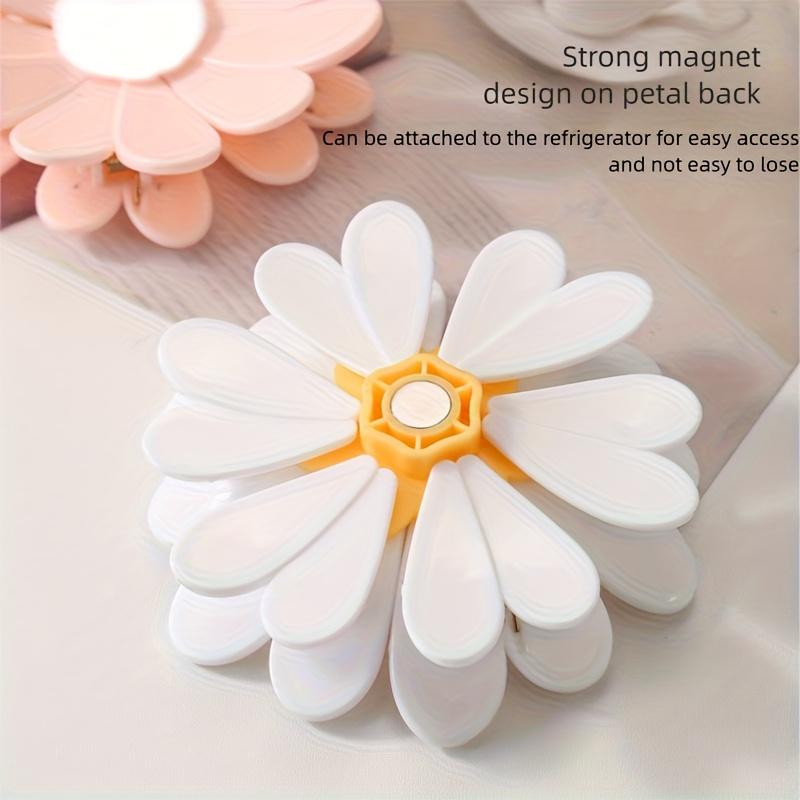1set Daisy Petal Snack Seal Clips - Cute 3D Magnetic Closure Clips Shaped Like Little Daisies,Food Kitchen Storage,Kitchen Items