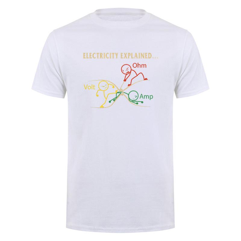 Funny Electricity Explained Ohms Law Tshirt Electrical Engineer Volt Amp Graphic T Shirts Unisex Casual Style DA