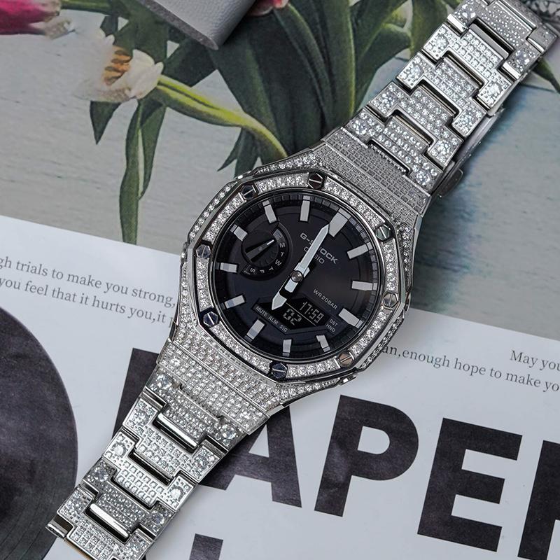 Casio Мужские часы с двойным дисплеем (жидкокристаллический/аналоговый) Серия Черные часы GA-2100-1A-