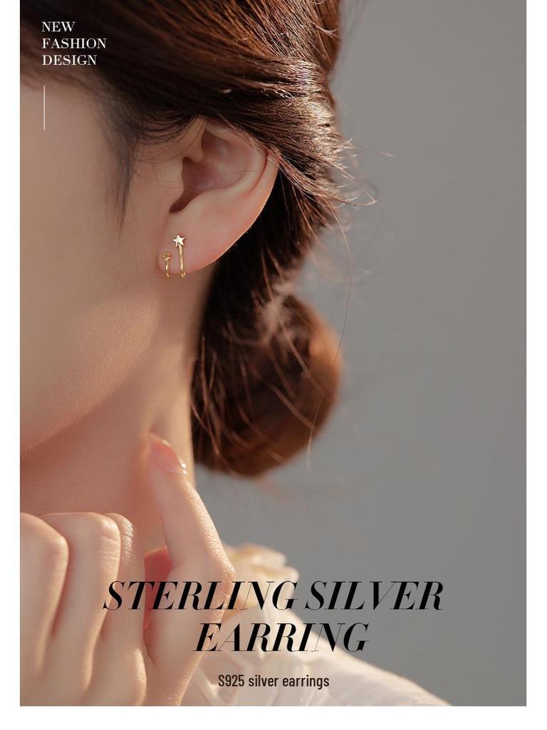 Серьги-клипсы Banyan Tree из серебра 925 пробы в корейском стиле – Простой, маленький дизайн для женщин и студенток