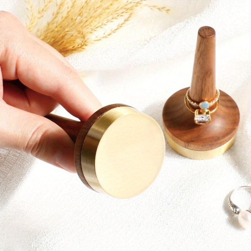 Деревянный держатель колец для ювелирных изделий из черного орехового дерева с латунной подставкой, современный подарок на годовщину свадьбы