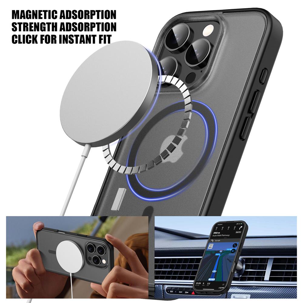 KEYSION Matte Case for MagSafe for iPhone 16 Pro Max Silicone+PC Translucent Shockproof Phone Back Cover for iPhone 15 Pro Max