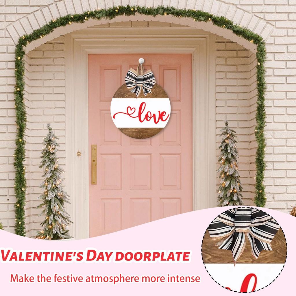 Valentine's Day Wooden Hanging Door Sign Decor, Heart Wedding Front Door Patio Gate Background Ornament