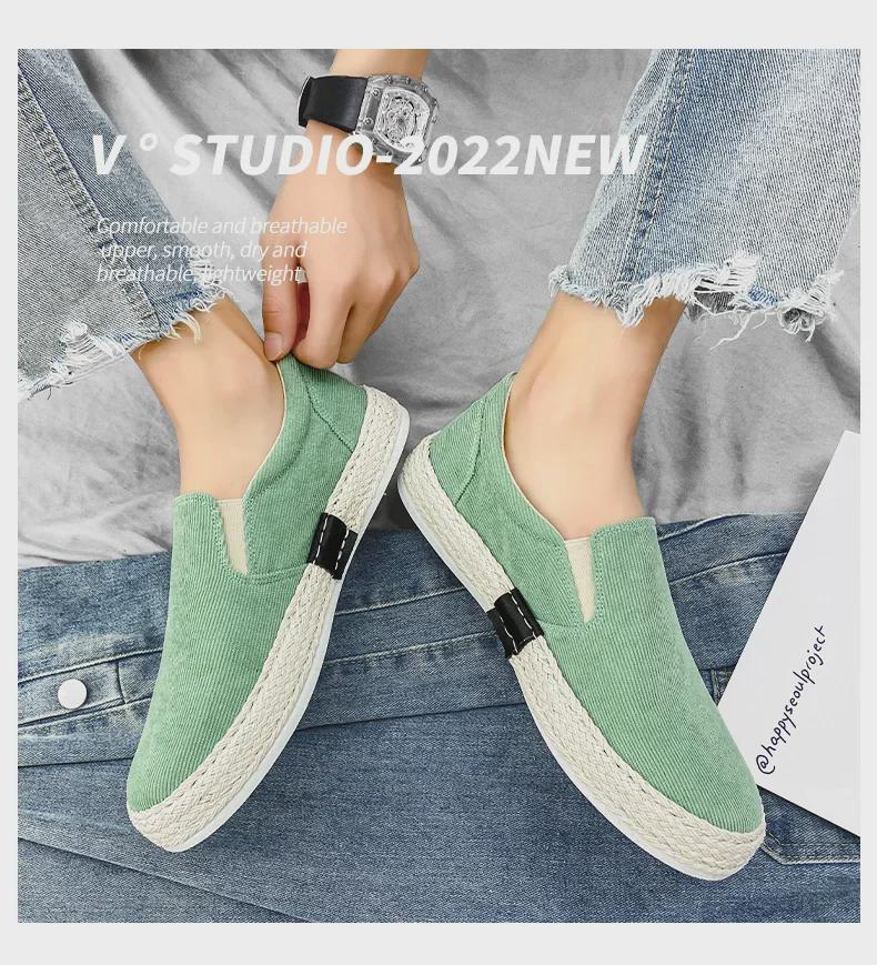 Men's Spring 2024 White Casual Slip-On Canvas Sneakers, Breathable Old Beijing Style