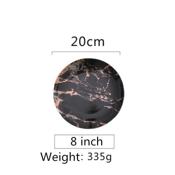 Мраморные тарелки в европейском стиле Керамическая посуда Золотая инкрустация Фарфоровая десертная тарелка Стейк Салат Закуска Торт Тарелки Посуда