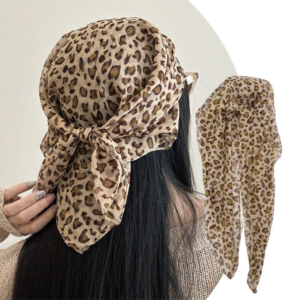 Thin Headband Leopard Print Neckerchief Fashionable Hairband Women
