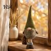 Autumn Thanksgiving Table Decorations Vintage Farmhouse Gnome Figurine, Dangle Leg Statue, Rustic Tabletop Indoor Decorative Accents Ornament for Fall