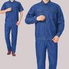 Men's Summer Work Suit: Breathable, Wear-Resistant Denim with Thin Short/Long Sleeve Tops and Pants for Welding Protection