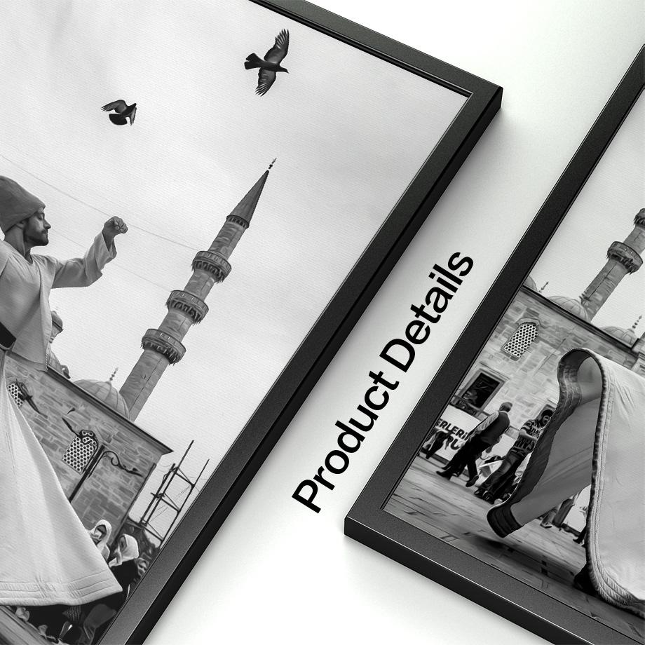 Holy Islamic Mosque Muslim Dancer Black White Living Room Decoration Posters And Prints Wall Art Canvas Painting Wall Pictures