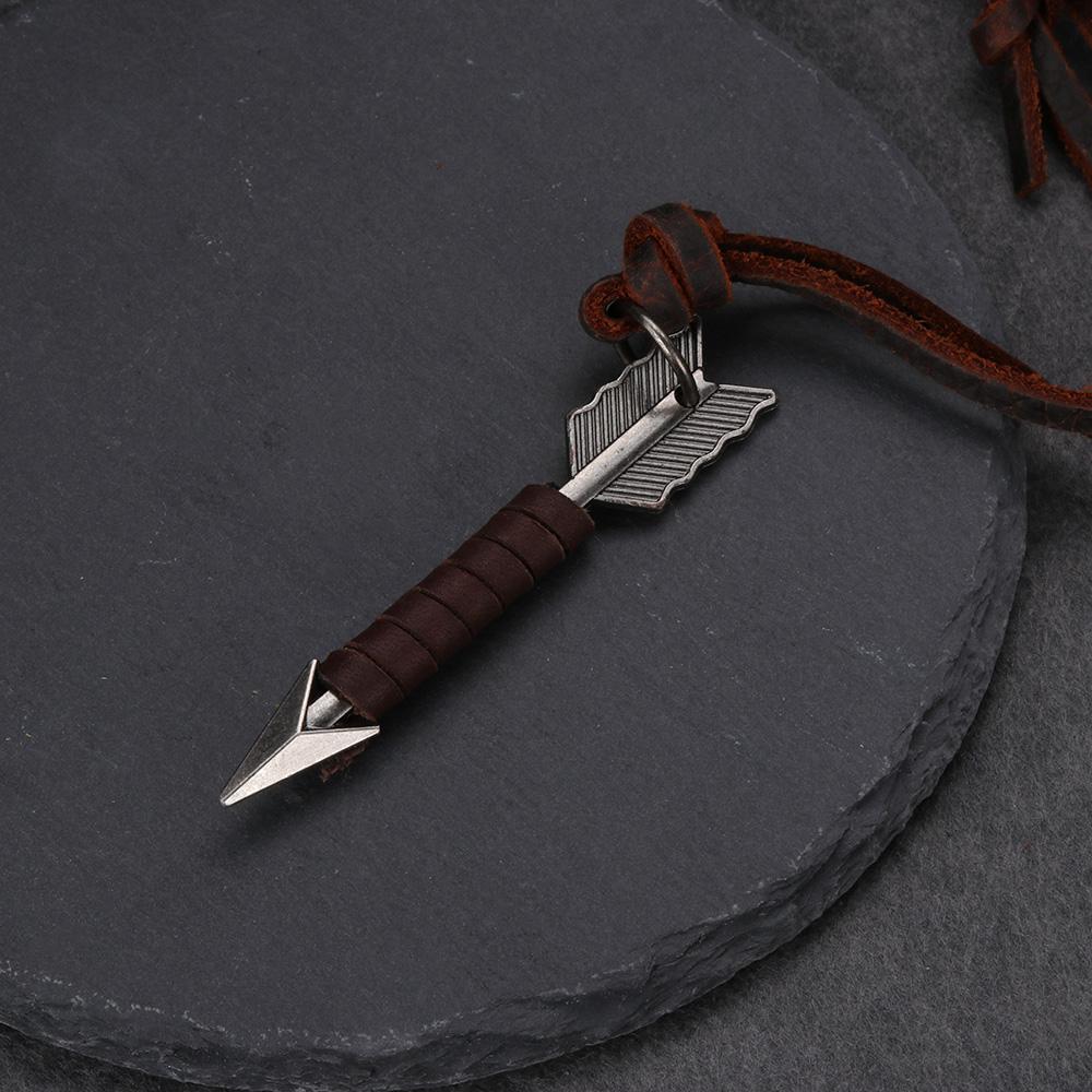 Fashion Handmade Vintage Necklace Leather Chain Choker Arrow Pendant