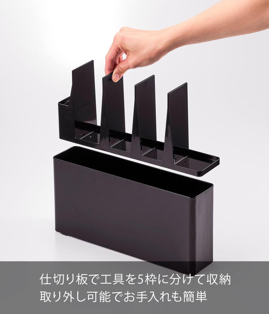 Yamazaki Tower Desktop Tool W30 x x Slim 2025 Stand, Black, Approx. D6.8 H14.3cm, Depth,