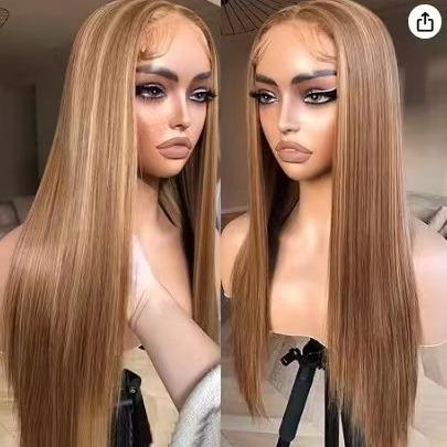 European and American wigs female mixed color highlights long piano color chemical fiber wigs full head cover wigs