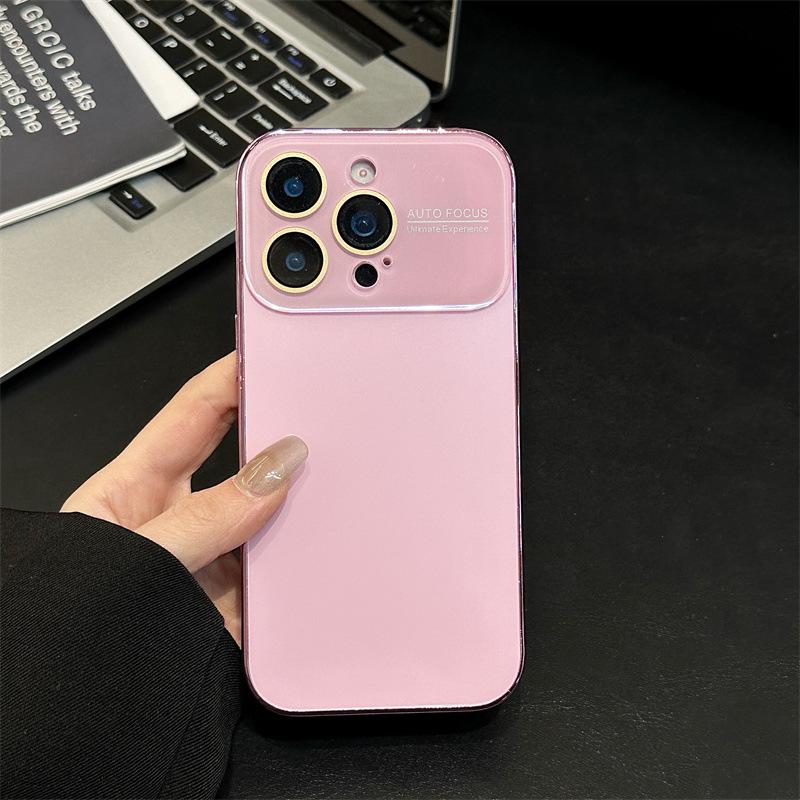 Гальванизированный чехол для телефона с большим окном для iPhone 17/16/15/14/Pro Max с защитой камеры
