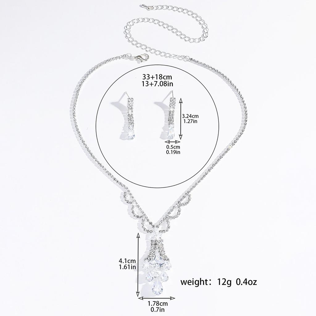 3 шт. Женский модный медный комплект с цирконом, цепочка-коготь, геометрическое ожерелье-капля воды, серьги, подарок на свадьбу, вечеринку, фестиваль