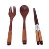 3pcs/set Wooden Cutlery Set Kitchen Dinning Spoon Chopsticks Fork Wood Flatware