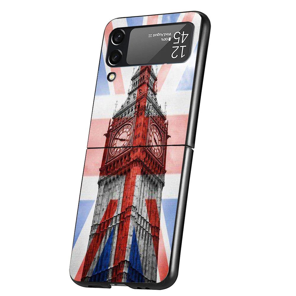 Union Jack England UK Flag Cover Phone Case For Samsung Galaxy Z Flip 7 6 5 4 3 5G Flip7 Flip6 Flip5 Flip4 Flip3 Black Fundas Sh