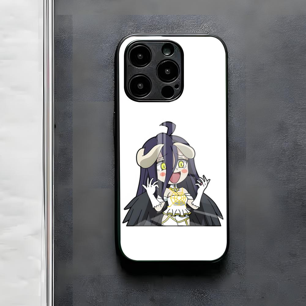 Чехол для телефона Albedo Overlord для iPhone 17 Air 16 E Pro Max 15 14 13 Mini 12 Pro 11 Max Plus Черная стеклянная крышка