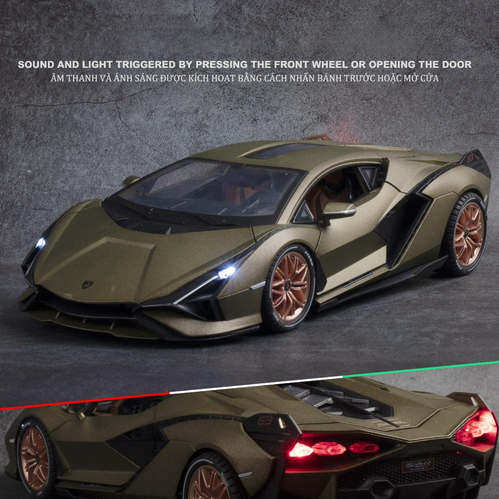1/18 масштаб Lambo Sian, литая под давлением модель автомобиля, игрушечный автомобиль с откатным механизмом, звуком и светом для детей, взрослых, подарочная коллекция
