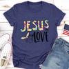 Футболка с принтом Иисуса и любви для женщин, короткий рукав, O-образный вырез, свободная женская футболка, женская футболка, топы, одежда, женские футболки