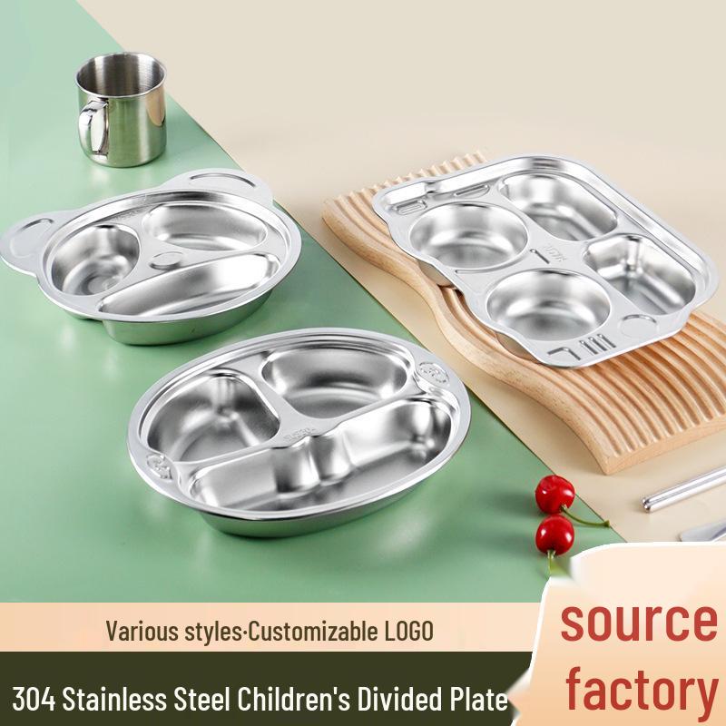 304 Stainless Steel Divided Plate for Children - Ideal for Kids, School Canteens, and Kindergarten Meals