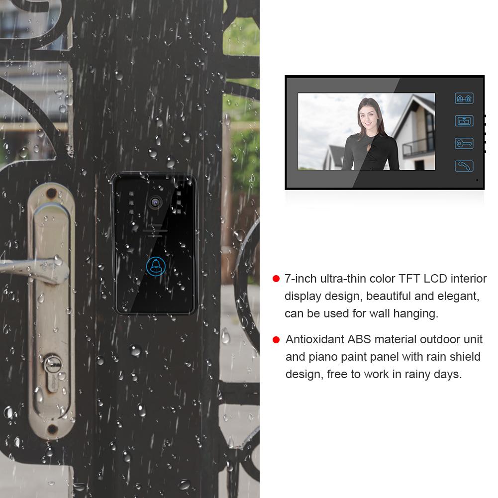 7in Waterproof Video Intercom Doorbell 2 Camera 1 LCD Monitor Security Door Phone