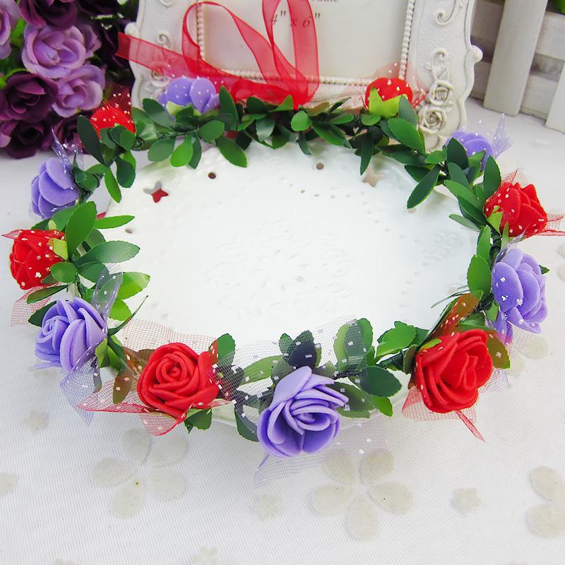 Розы Цветы Корона Головная Повязка Венок Девушки Головная Повязка Цветы Для Вечеринки Свадьбы Свадебный Декор Повязка На Голову Головной Убор Выпускной Головной Убор