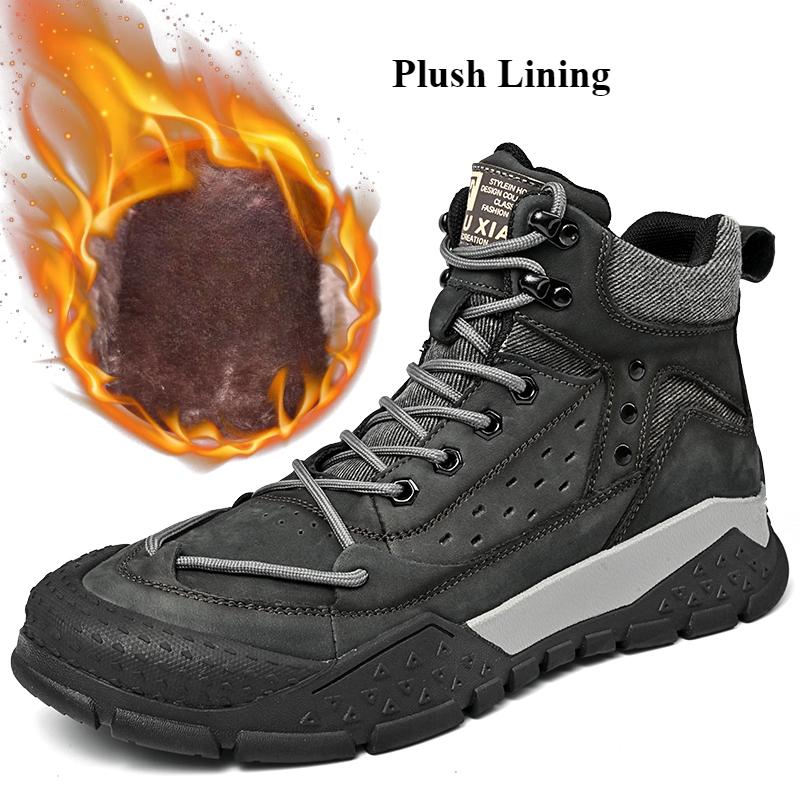 Мужские ботинки для активного отдыха с высоким верхом и нескользящей подошвой для походов на осень и зиму