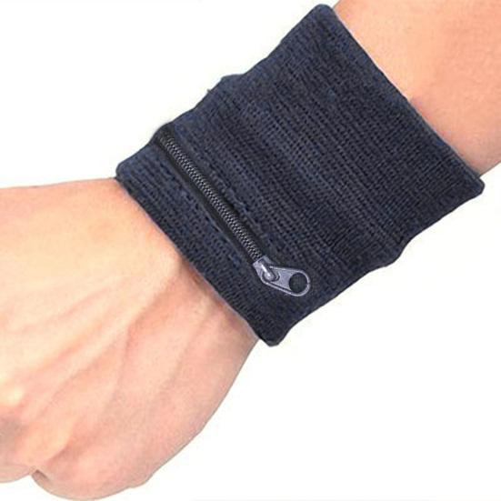 3 шт. спортивный браслет с карманом на молнии, очень широкий эластичный ремешок для защиты запястья, дышащий и поглощающий пот фитнес-кошелек на запястье для бега