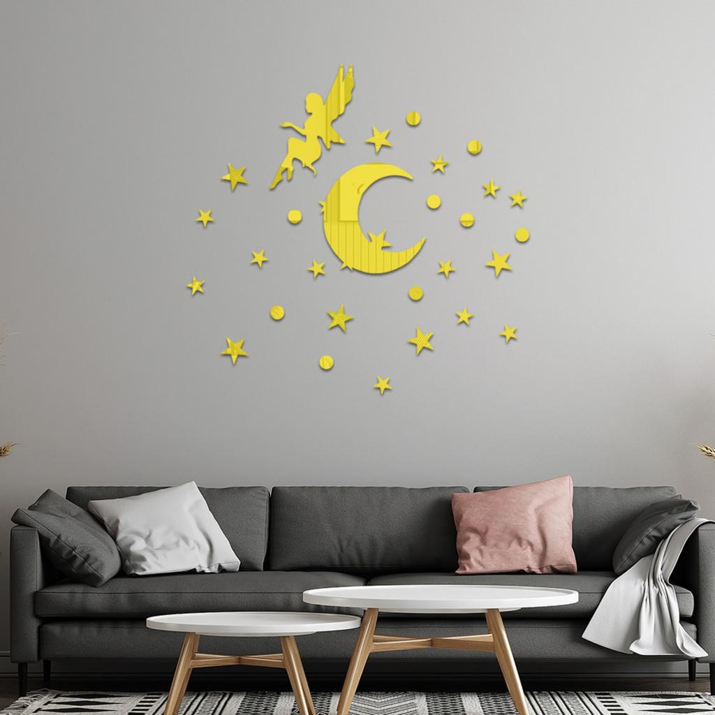 Звездная Фея Акриловое Настенное Украшение Зеркальная Наклейка На Стену Спальня Гостиная Самоклеящаяся Декоративная Наклейка На Стену Покрытие Уродства