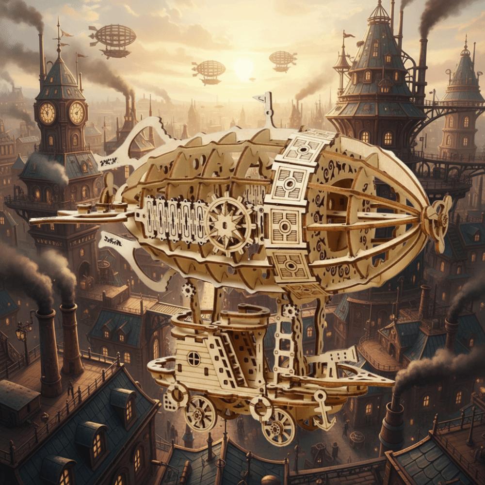 Mechanical Design 3D Wooden Puzzle Hand Craft Mechanical Model Kits Airship Model  Model Building