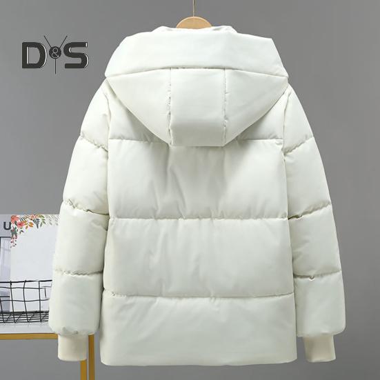 Зимнее пуховое пальто с капюшоном, воротником-стойкой, карманами, застегивающейся на молнию, ветрозащитная, сохраняющая тепло куртка для повседневной холодной погоды из хлопка