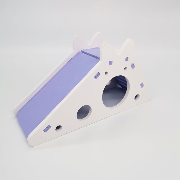 Assembled Wooden Hamster Slide Toy Colorful Hamster House Cage Accessories for Guinea Pig Golden Bear Small Pets XCWJ111