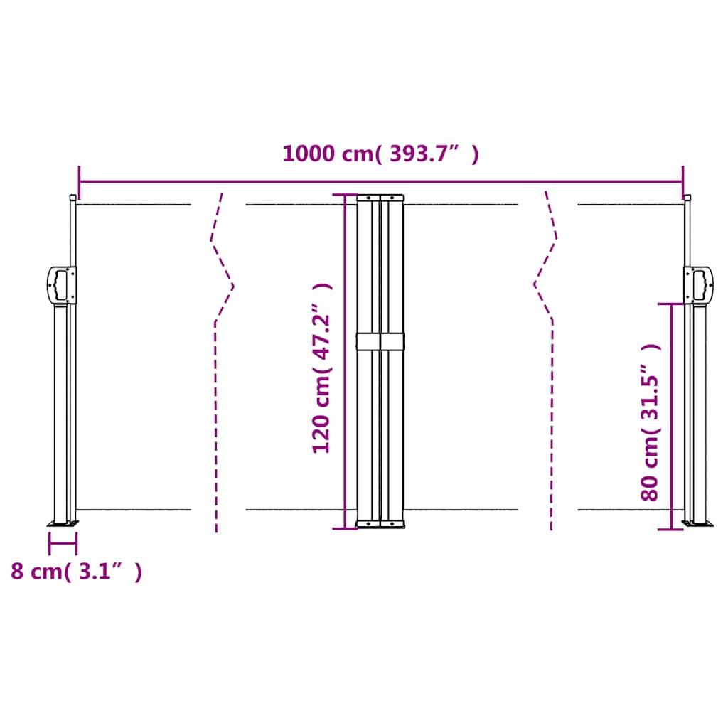 Retractable Side Awning Anthracite Grey 120 x 1000 cm
