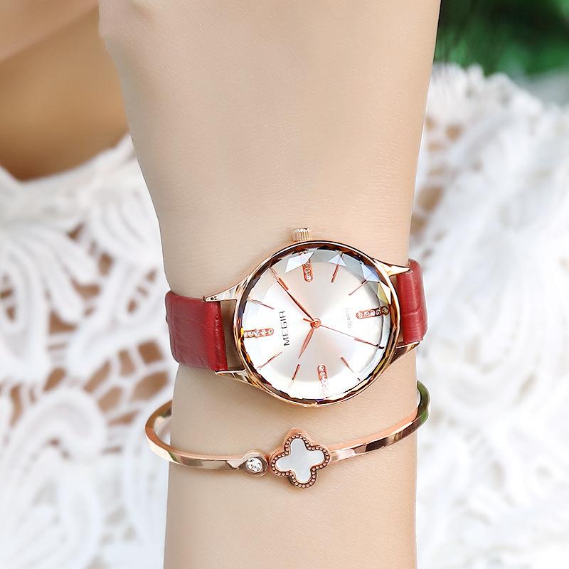 Ladies Watch, Fashion Modern Cut Face Imported Movement Copper Case Quartz Watch 4213