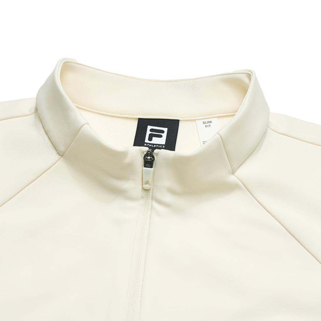 Fila Explorer Fashion Casual Outdoor Versatile Slim Fit Elastic Half Zip Knit Long Sleeve T-Shirt Women Tops Dew-White A11W547203FIV