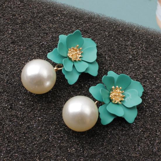 1 пара больших цветочных подвесок из искусственного жемчуга, женские серьги, сладкий пирсинг