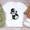 (Asian Size) Tee Top Lovely Cartoon Trend Cute Sweet Fashion Tshirt Women Flower Clothing Casual Short Sleeve Print Lady Female Graphic T-shirt