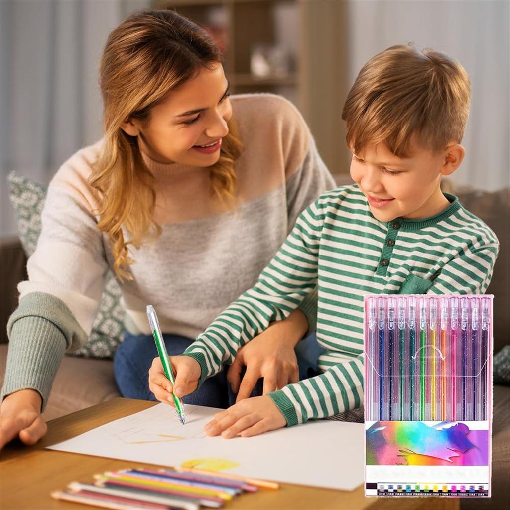 Glitter Gel Pen Set, For Coloring Books, Artist Colored Gel Markers Colorful Pens Neon Gel Pens For Kids Adult Coloring Books And Drawing 22ml
