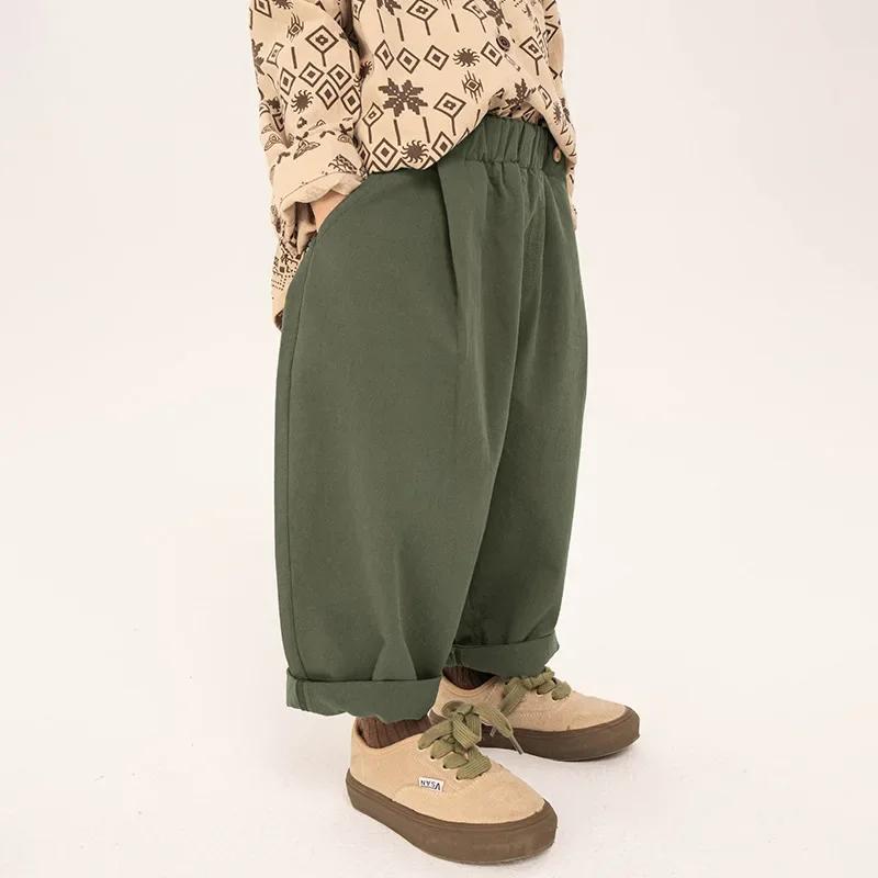 Весна Осень Детская Одежда Мальчики Повседневные Брюки Свободные Корейский Стиль Однотонные Повседневные Простые Брюки