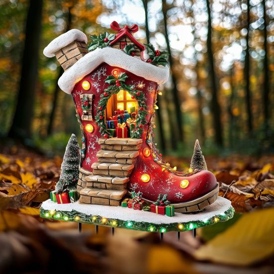 Рождественский снежный колышек для дома, акриловый садовый декоративный колышек, зимний деревенский дом, рождественский декоративный колышек для лужайки на патио