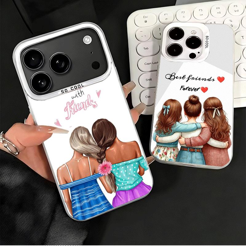 Best Friends Forever Girls Soft Phone Case for iPhone 15 16 17 Pro Max 17Air 16E 14 Plus 13 12 Mini Shockproof Cover Back Shell