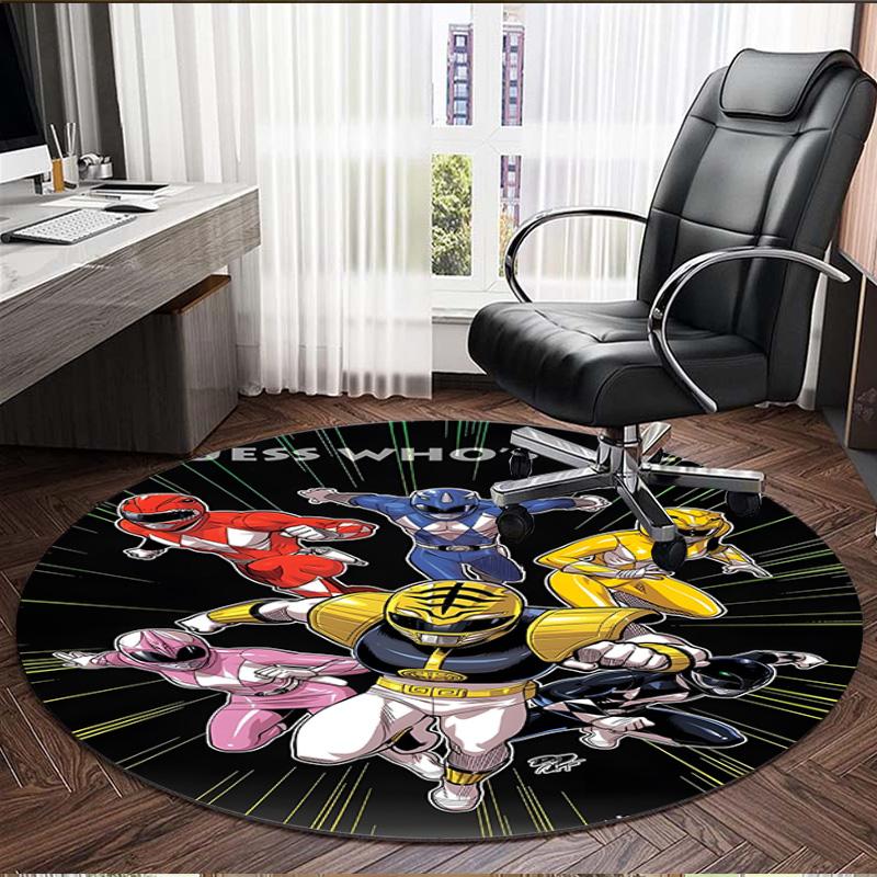 Mighty Morphin Power Rangers Print Round Rug, Washable Floor Carpet, For Entryway Dorm Laundry Room Office Study, Home Decor Birthday Christmas Gift