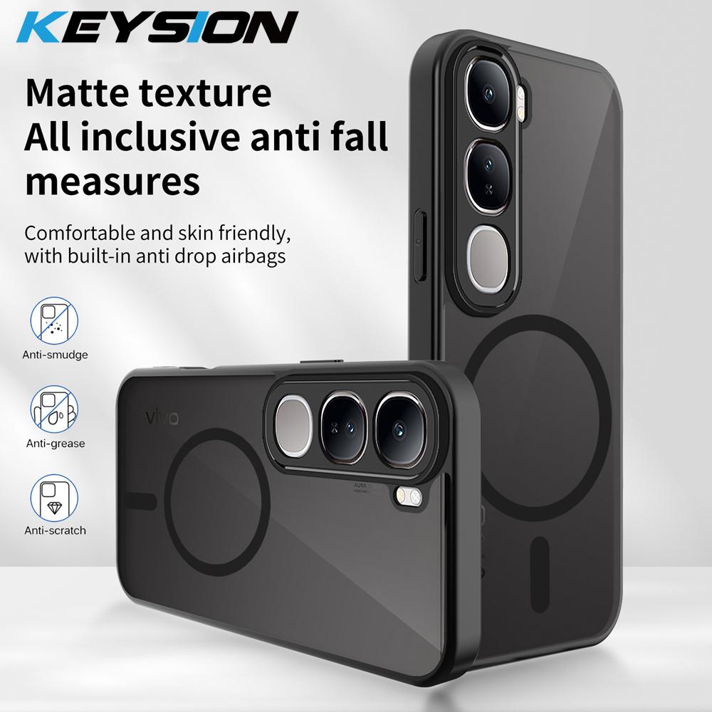 KEYSION Магнитный чехол для телефона для VIVO V40 Lite Силикон+ПК Матовый Полупрозрачный Прозрачный Противоударный чехол для VIVO Y200 5G