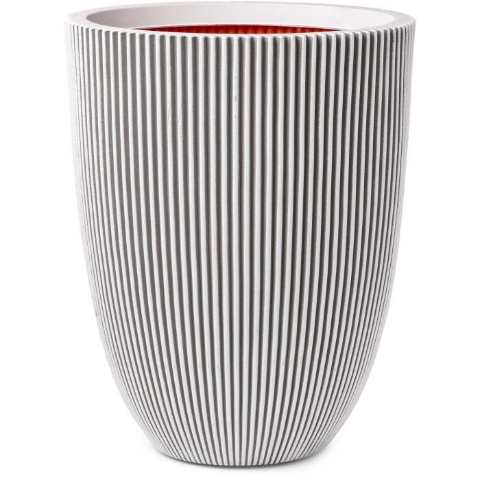 CAPI EUROPE Vase GROOVE - Ivoire - 34x46 cm - Résistant aux intempéries